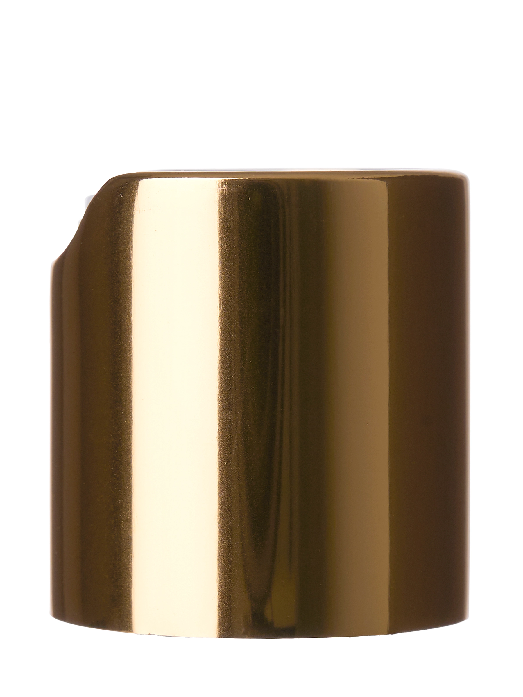 Gold Metal Shell and White PP 20-410 Smooth Skirt Disc Top Cap (.270 Inch Orifice) – L342WHGD