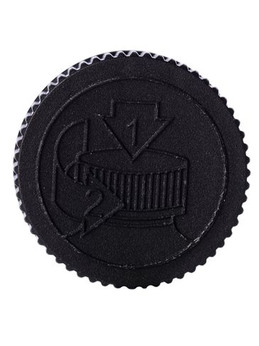 Black PP plastic 24-400 child-resistant lid with foam liner