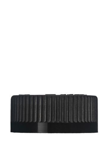 Black PP plastic 33-400 child-resistant pictorial lid with printed universal heat induction seal (HIS) liner