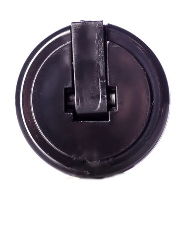 Black PP plastic 24-410 ribbed skirt spouted dispensing lid (.130 inch orifice)