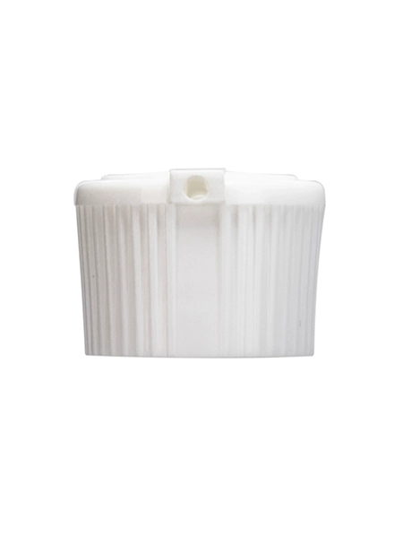 White PP Plastic 24-410 Ribbed Skirt Spouted Dispensing Lid – L381WH