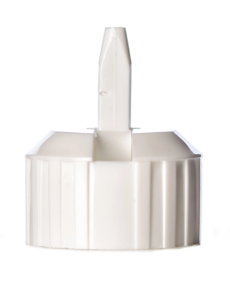 White PP Plastic 28-400 Ribbed Skirt Spouted Dispensing Cap – L384