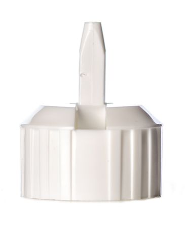 White PP plastic 28-400 ribbed skirt spouted dispensing cap