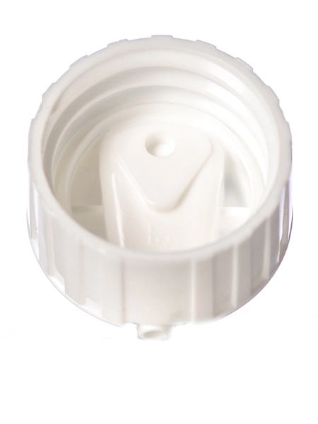 White PP Plastic 28-400 Ribbed Skirt Spouted Dispensing Cap – L384