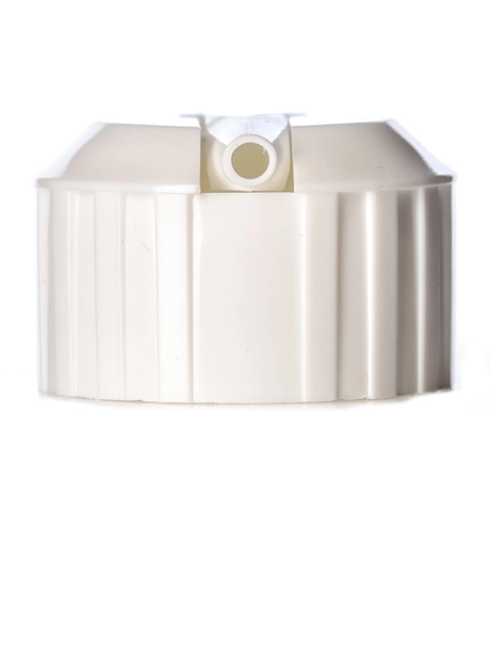 White PP Plastic 28-400 Ribbed Skirt Spouted Dispensing Cap – L384