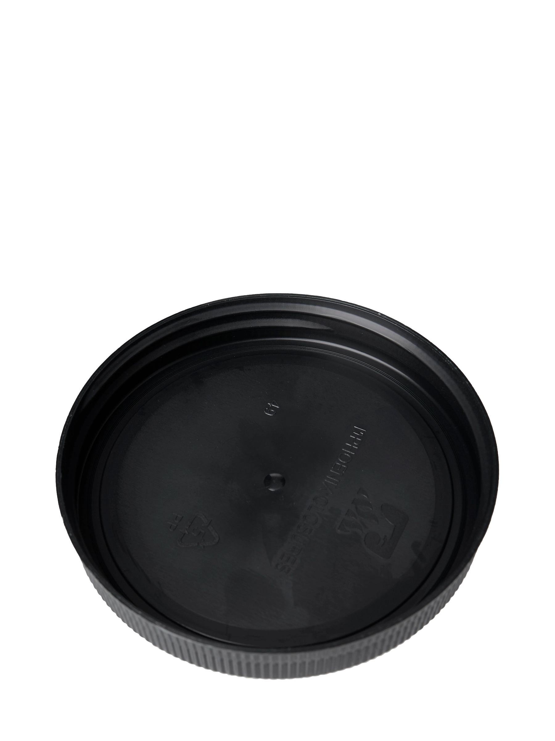Black PP Plastic 89-400 Ribbed Skirt Unlined Lid – L385BK