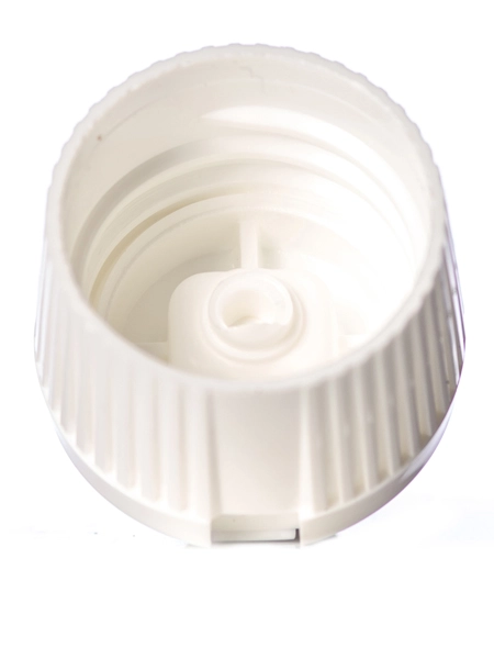 White PP Plastic 28-410 Ribbed Skirt Spouted Dispensing Cap – L388