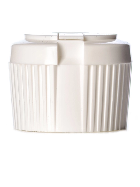 White PP Plastic 28-410 Ribbed Skirt Spouted Dispensing Cap – L388
