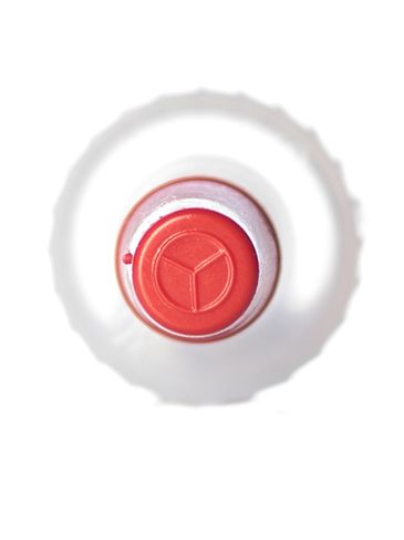 Natural-colored LDPE plastic 15-415 ribbed skirt unlined yorker spout with red tip