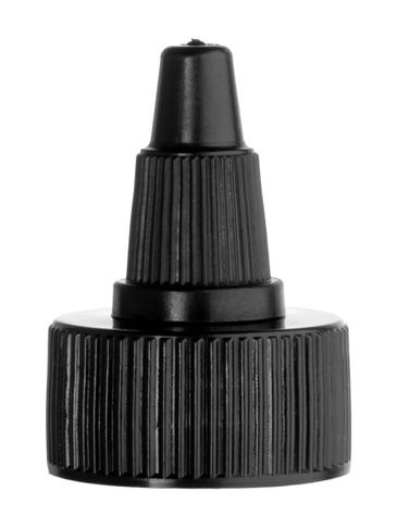 Black PP plastic 24-400 ribbed skirt twist-open lid