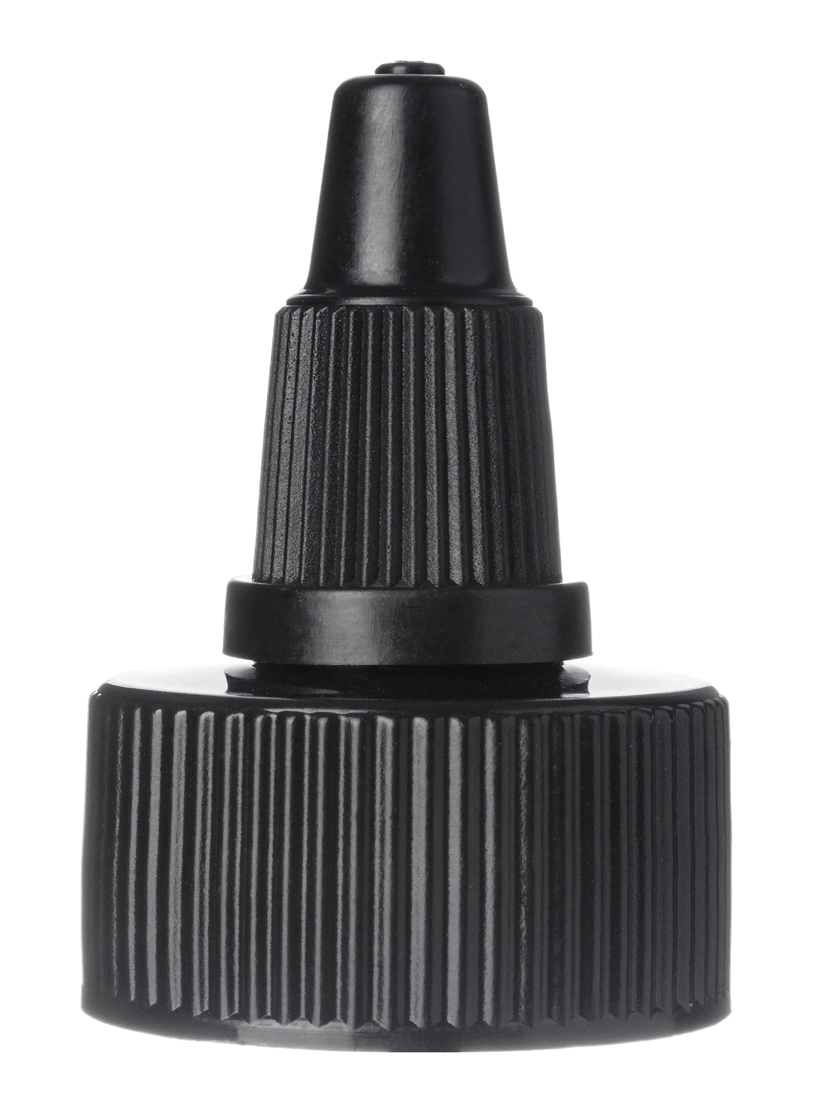 Black HDPE Plastic 24-400 Ribbed Skirt Twist-Open Dispensing Lid – L408BKH26
