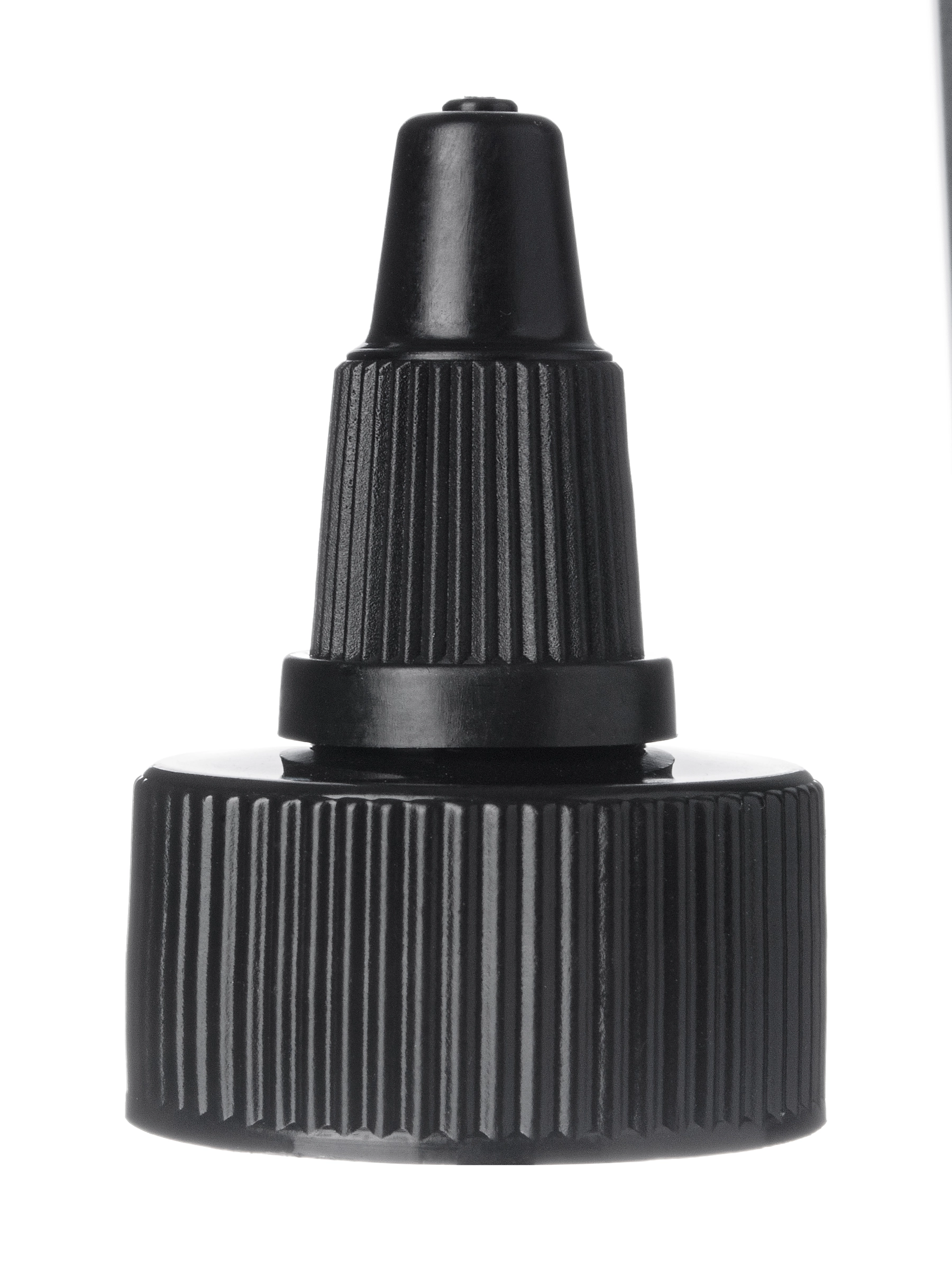 Black HDPE Plastic 24-400 Ribbed Skirt Twist-Open Dispensing Lid – L408BKH66