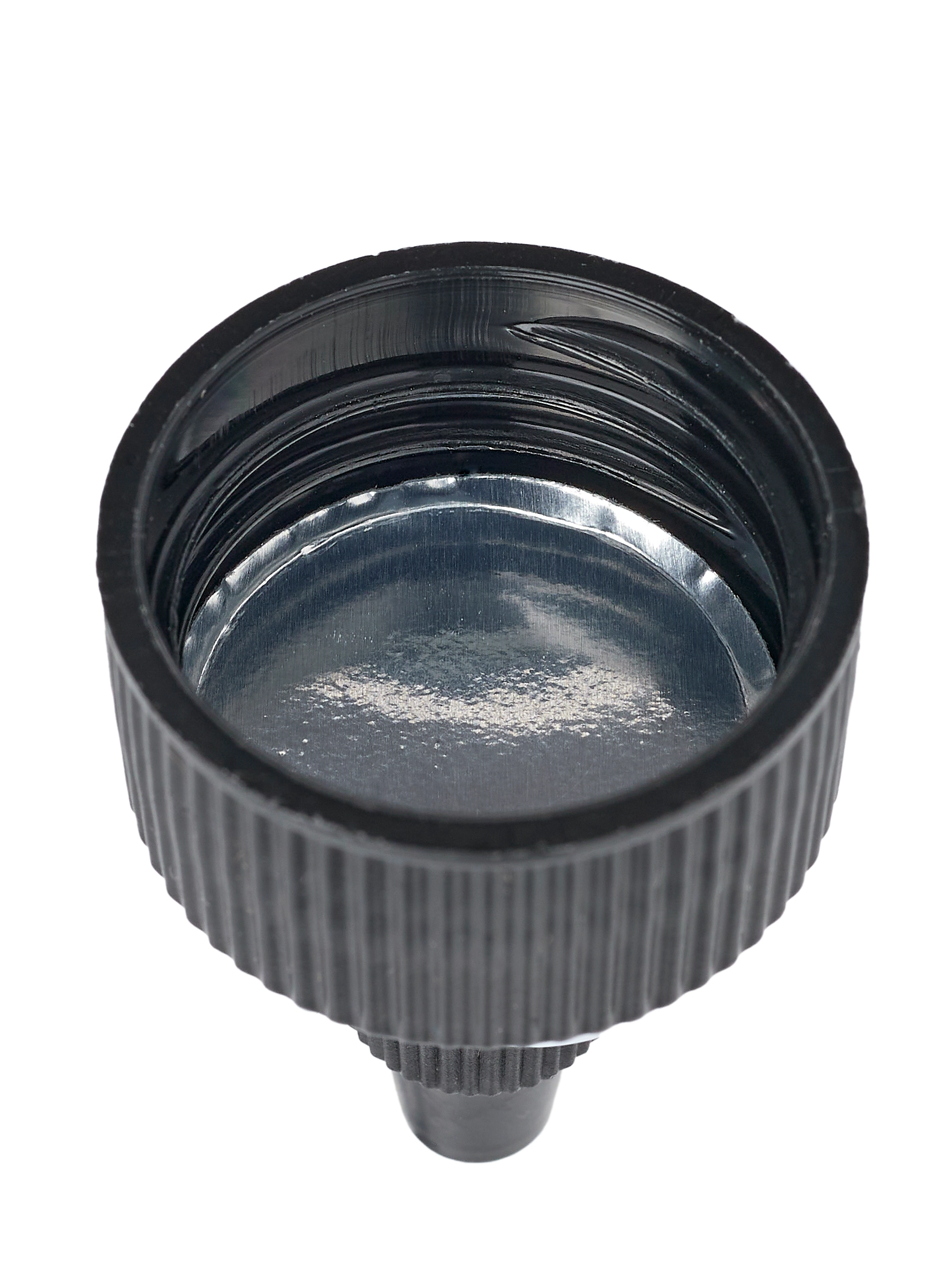 Black HDPE Plastic 24-400 Ribbed Skirt Twist-Open Dispensing Lid – L408BKH66