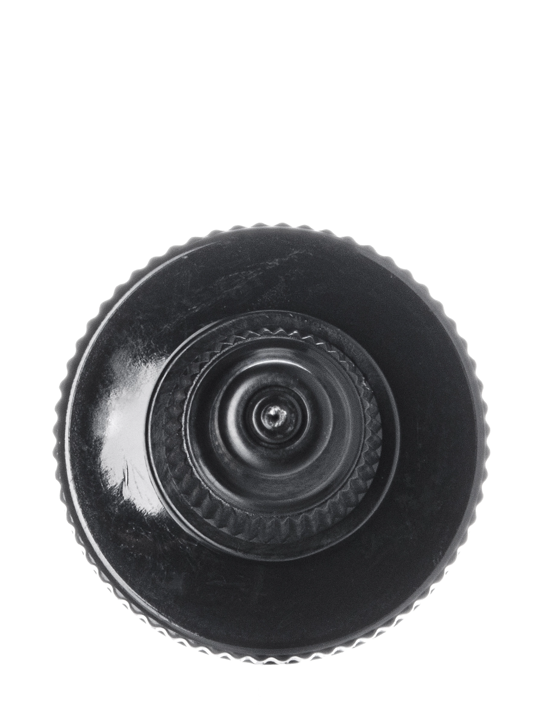 Black HDPE Plastic 24-400 Ribbed Skirt Twist-Open Dispensing Lid – L408BKP5