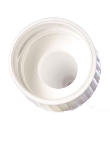 White LDPE plastic 24-410 ribbed skirt unlined yorker spout with red tip