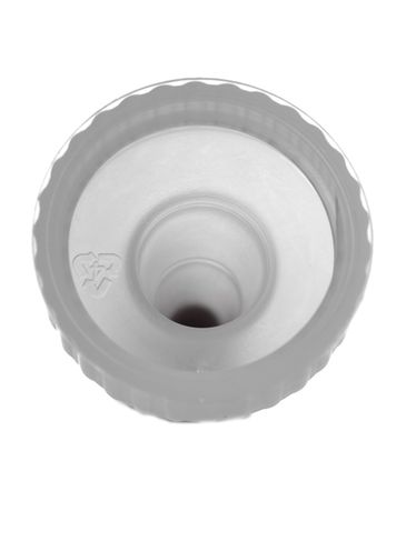 Natural-colored LDPE plastic 28-400 ribbed skirt unlined yorker spout with red tip