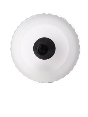Natural-colored MDPE plastic 38-400 ribbed skirt yorker spout with long black sealer tip