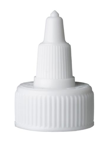White PP plastic 24-410 ribbed skirt twist-open dispensing lid with heat induction seal (HIS) liner (for PET and PVC containers only)