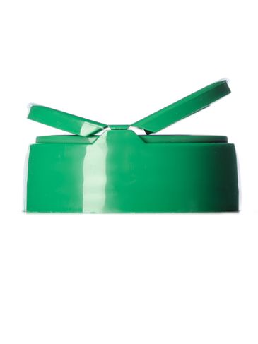 Green PP plastic 53-485 smooth skirt 7-hole flip top sifter spice cap with heat induction seal (HIS) liner (.125 inch orifice)