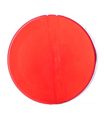 Red PP plastic 53-485 smooth skirt 3-hole flip top sifter spice cap with heat induction seal (HIS) liner (.300 inch orifice)