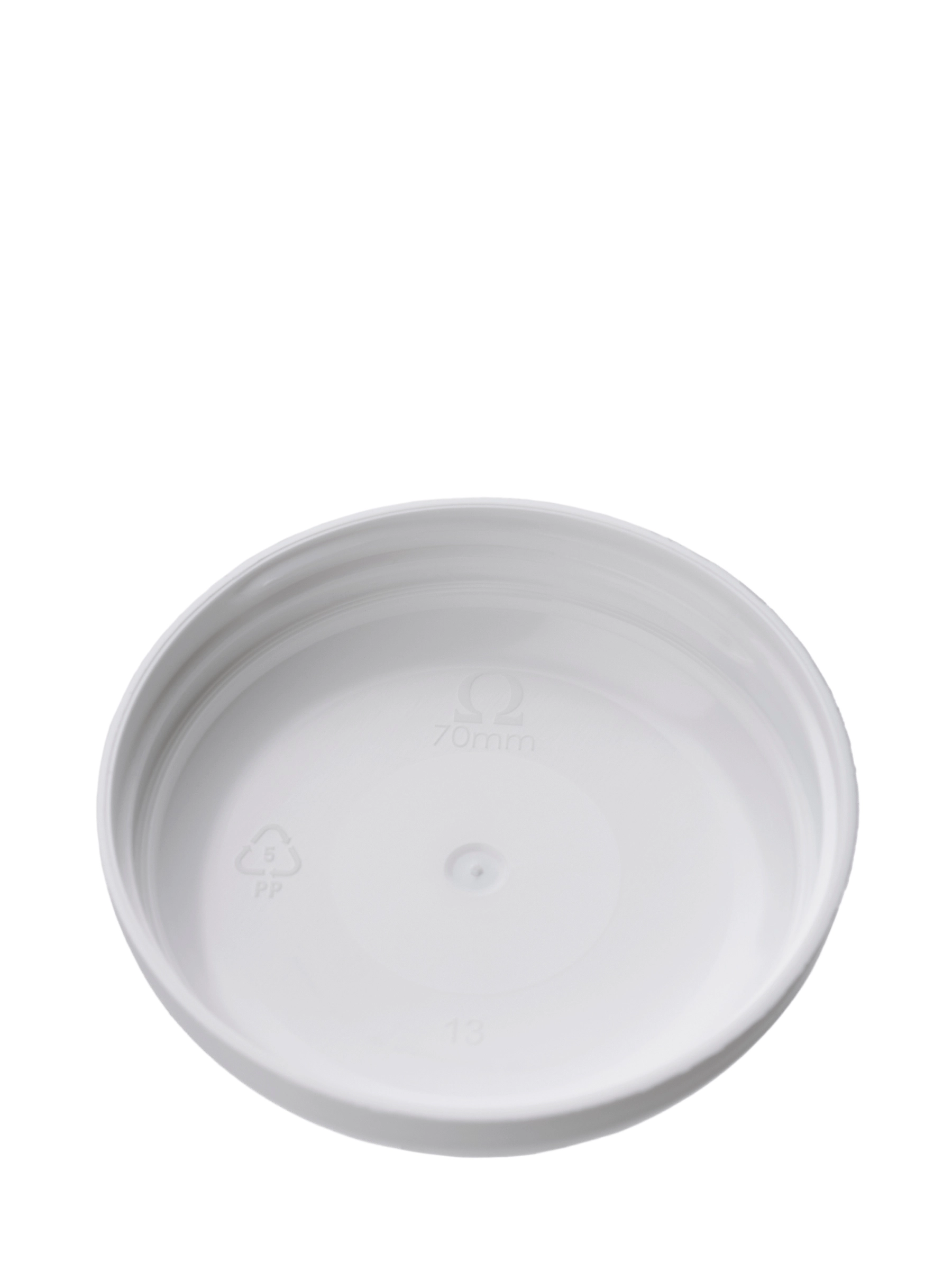White PP Plastic 70-400 Unlined Dome Lid – L445WH