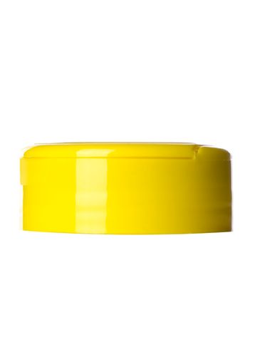 Yellow PP plastic 48-485 smooth skirt 5-hole flip top sifter spice lid with universal heat induction seal (HIS) liner