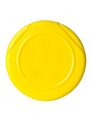Yellow PP plastic 48-485 smooth skirt 5-hole flip top sifter spice lid with universal heat induction seal (HIS) liner