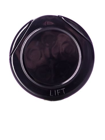 Black PP plastic 48-485 smooth skirt flip top 5-hole spice lid with heat induction seal (HIS) liner (0.300 inch orifice)