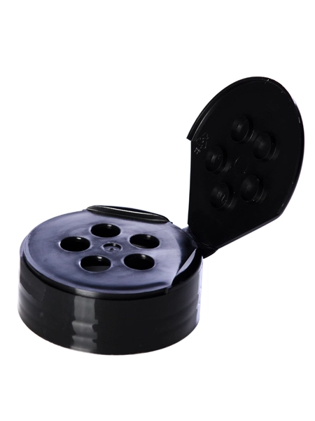 Black PP Plastic 48-485 Smooth Skirt Flip Top 5-Hole Spice Lid – L454