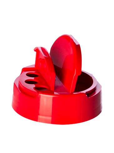 Red PP plastic 63-485 smooth skirt 3-hole spice sifter lid with heat induction seal (HIS) liner