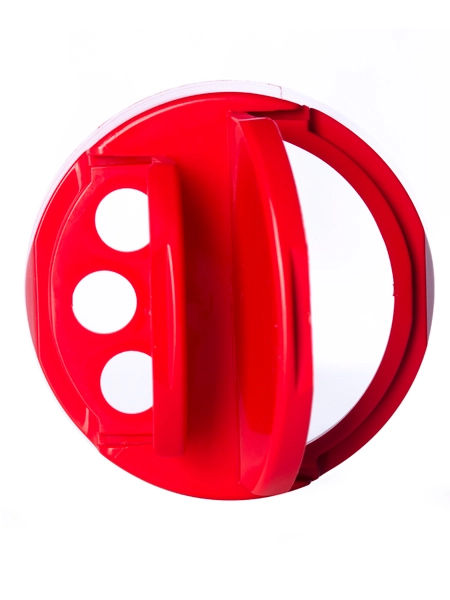 Red PP Plastic 63-485 Smooth Skirt 3-Hole Dual Flip Top Spice Sifter Lid – L455