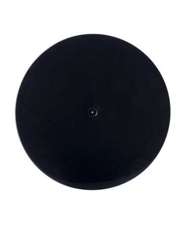 Black PP plastic 70-400 smooth skirt lid with universal 2-piece heat induction seal (HIS) liner