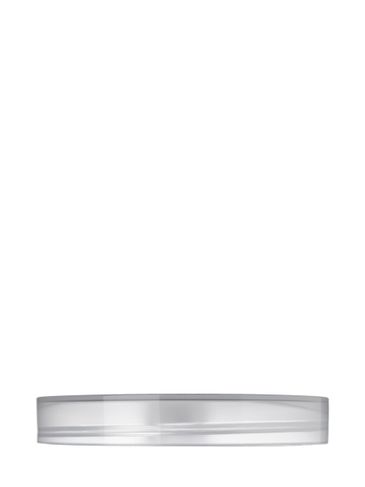 Natural-colored PP plastic 70-400 smooth skirt lid with unprinted pressure sensitive (PS) liner
