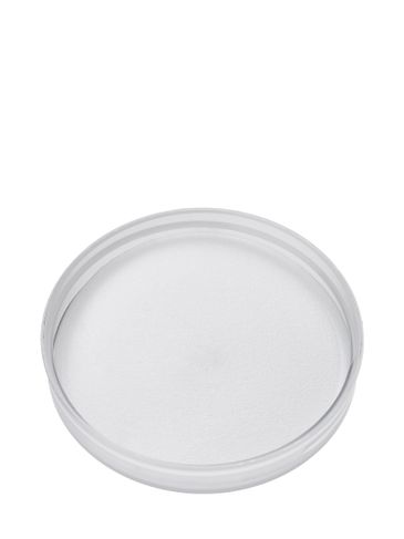 Natural-colored PP plastic 70-400 smooth skirt lid with unprinted pressure sensitive (PS) liner