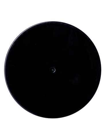 Black PP plastic 70-400 smooth skirt lid with vented 2-piece printed heat induction seal (HIS) liner