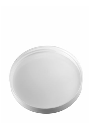 White PP plastic 89-400 smooth skirt lid with foam liner