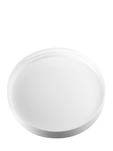 White PP plastic 89-400 smooth skirt lid with unprinted vented universal heat induction seal (HIS) liner