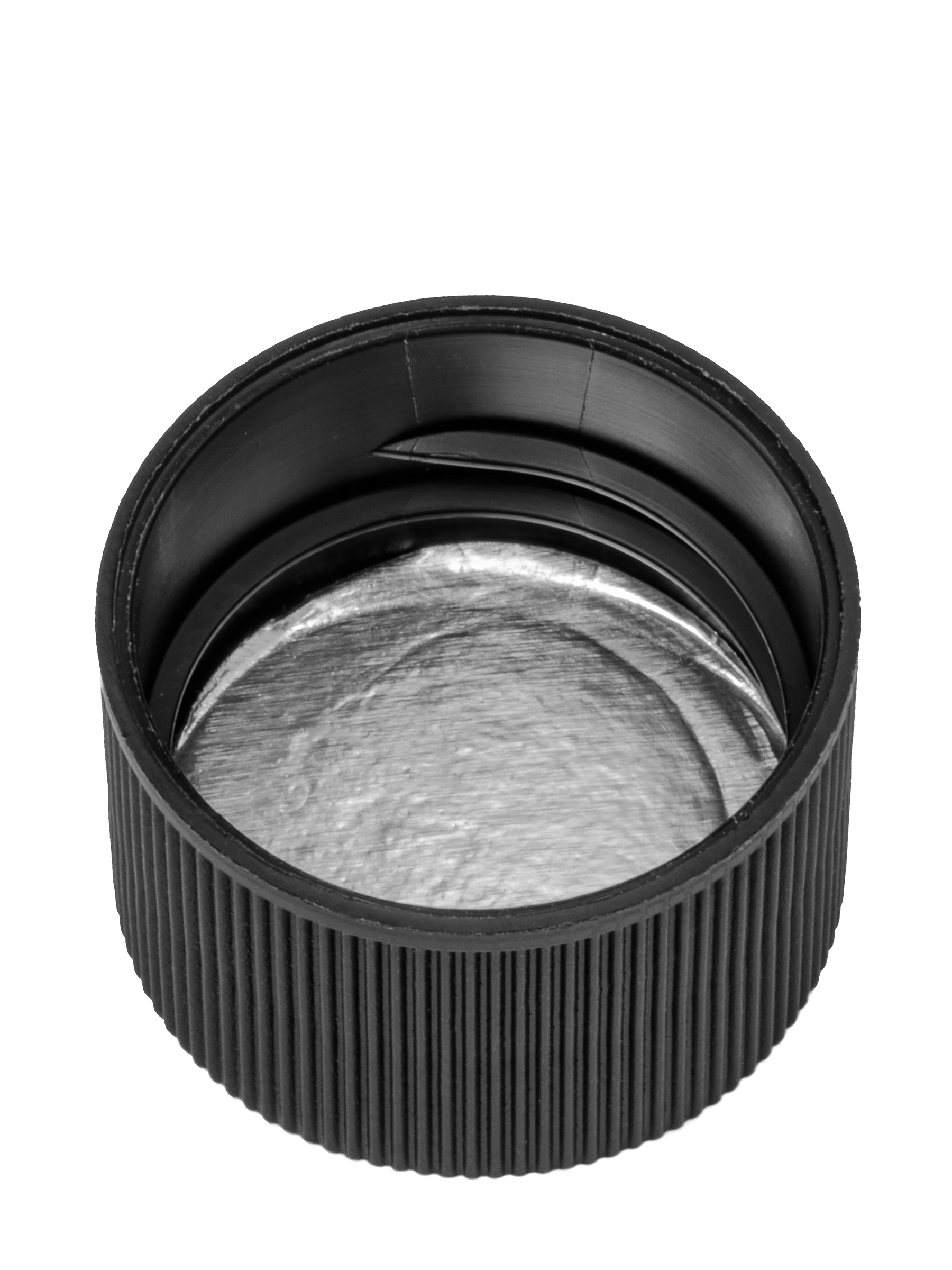 Black PP Plastic 24-410 Ribbed Skirt Lid – L479BKH17