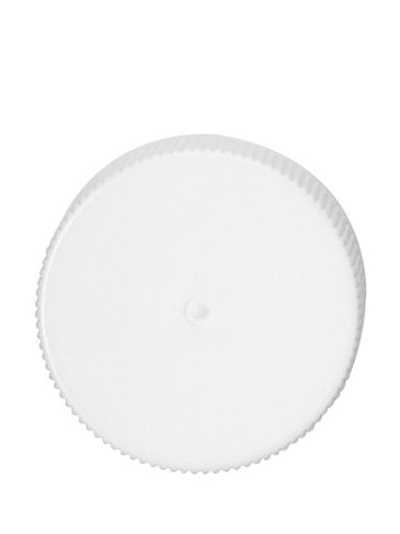 White PP plastic 24-410 ribbed skirt lid with 2-piece unprinted heat induction seal (HIS) liner (for HDPE, MDPE, and LDPE plastic containers only)