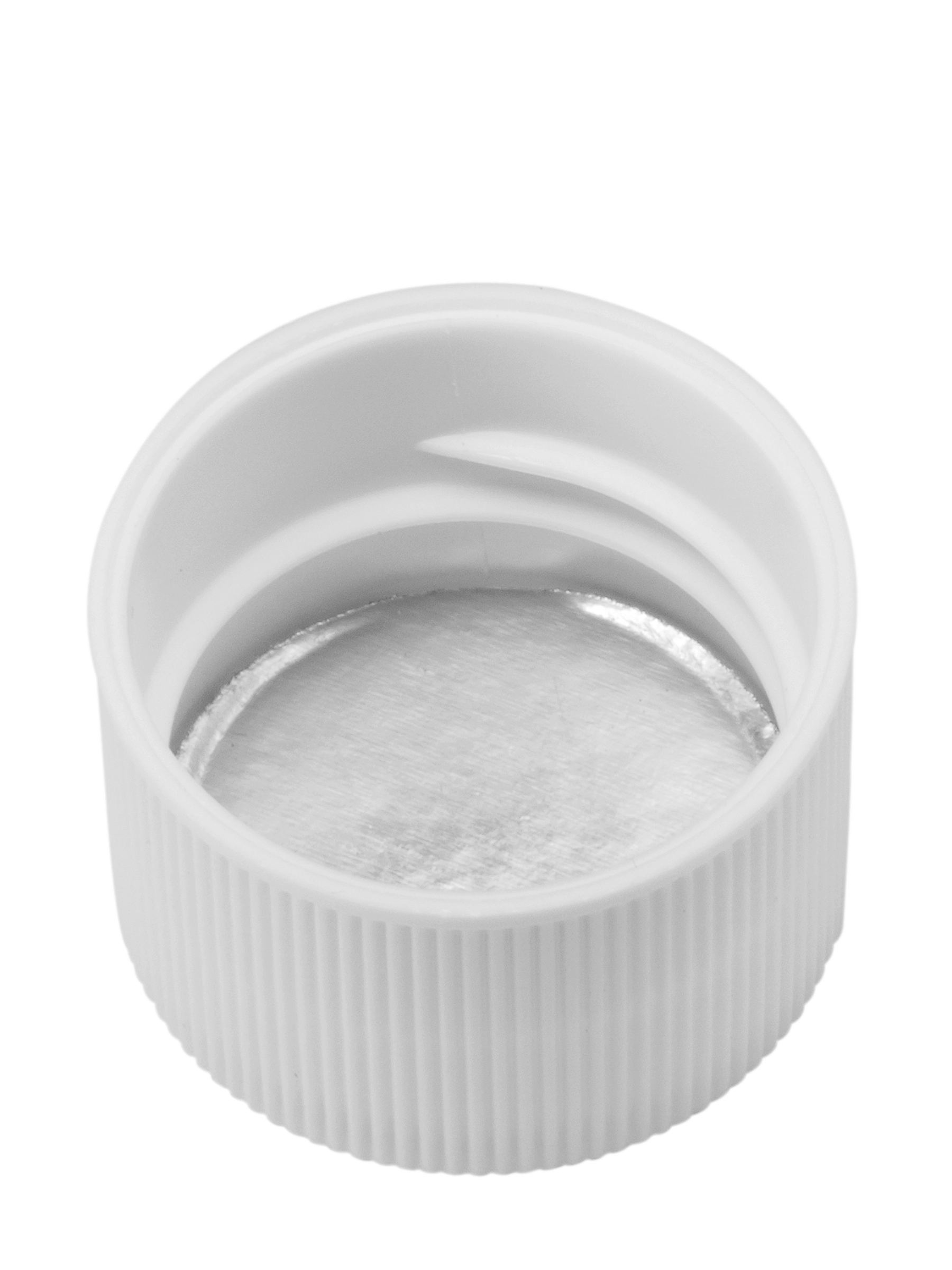 White PP Plastic 24-410 Ribbed Skirt Lid – L479WHH5