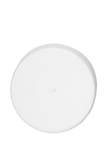 White PP plastic 24-410 ribbed skirt lid with unprinted pressure sensitive (PS) liner