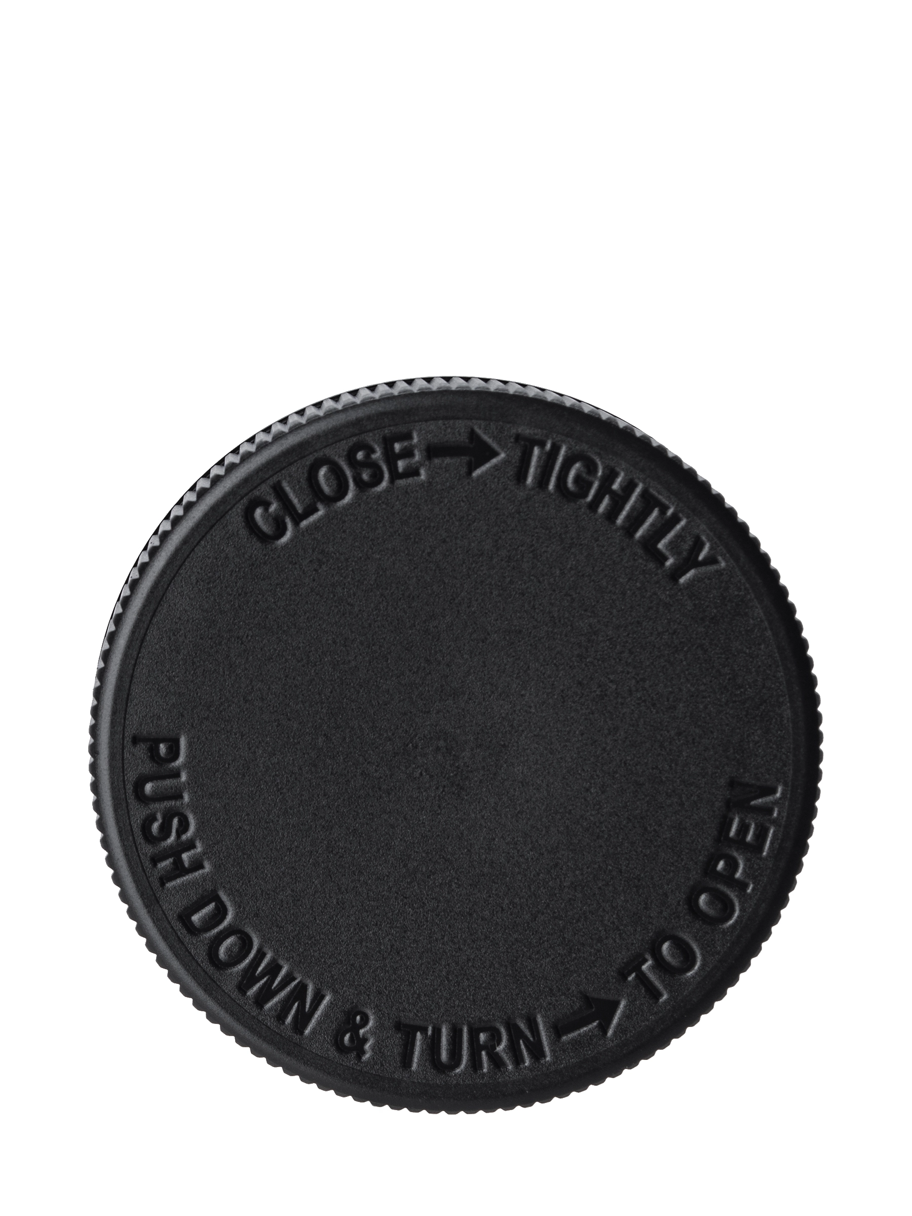 Black PP Plastic 53-400 Child-Resistant Text-Embossed Lid – L503BKH28