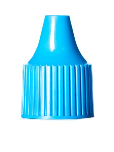 Blue PP plastic 15-415 ribbed skirt dropper tip cap