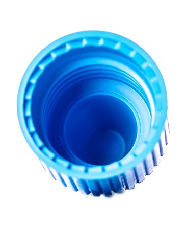 Blue PP plastic 15-415 ribbed skirt dropper tip cap