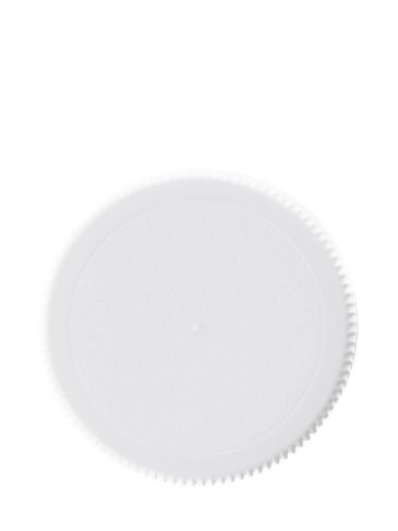 White PP plastic 24-410 ribbed skirt lid with foam liner