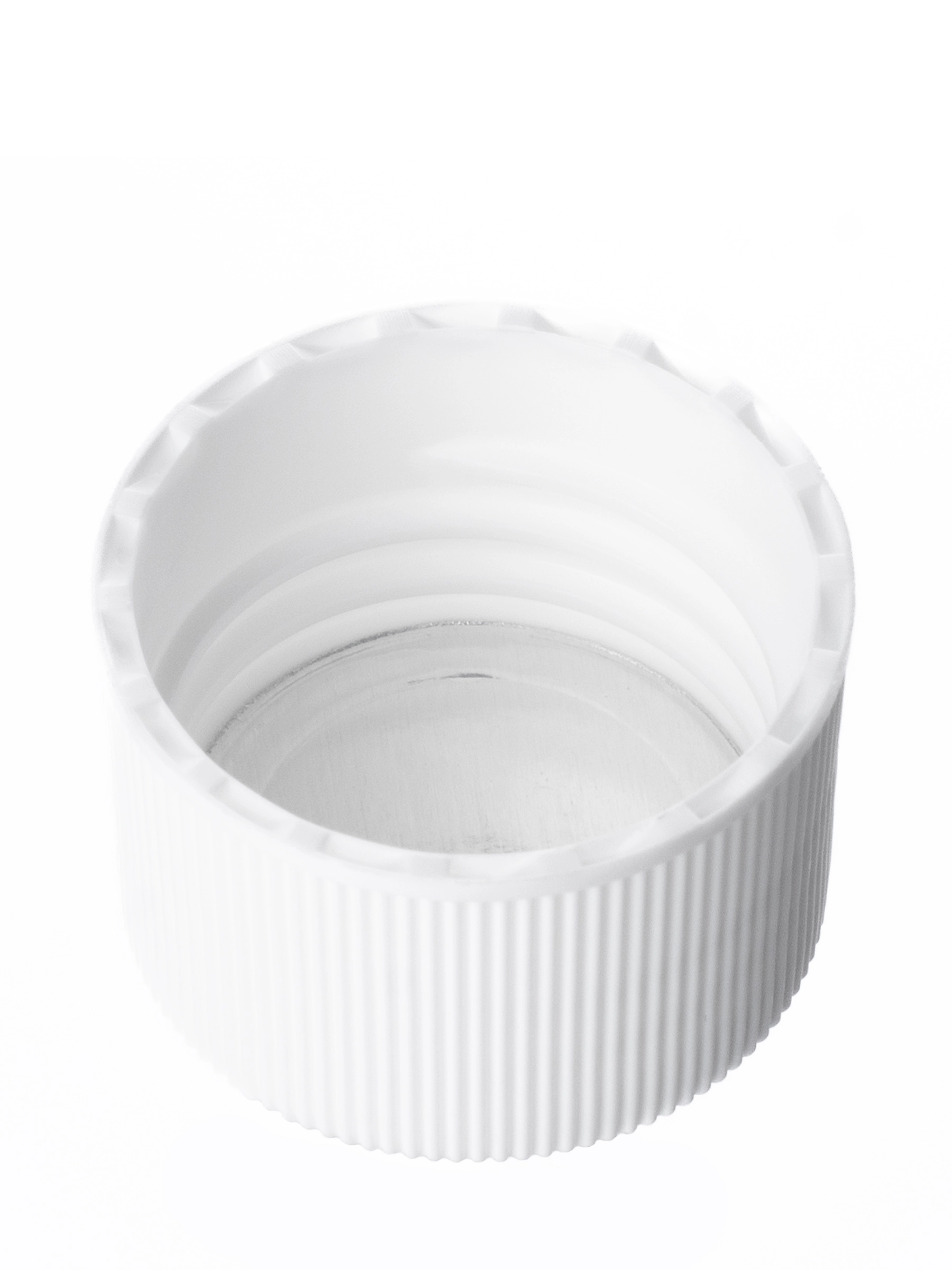 White PP Plastic 24-410 Ribbed Skirt Lid – L561WHH8