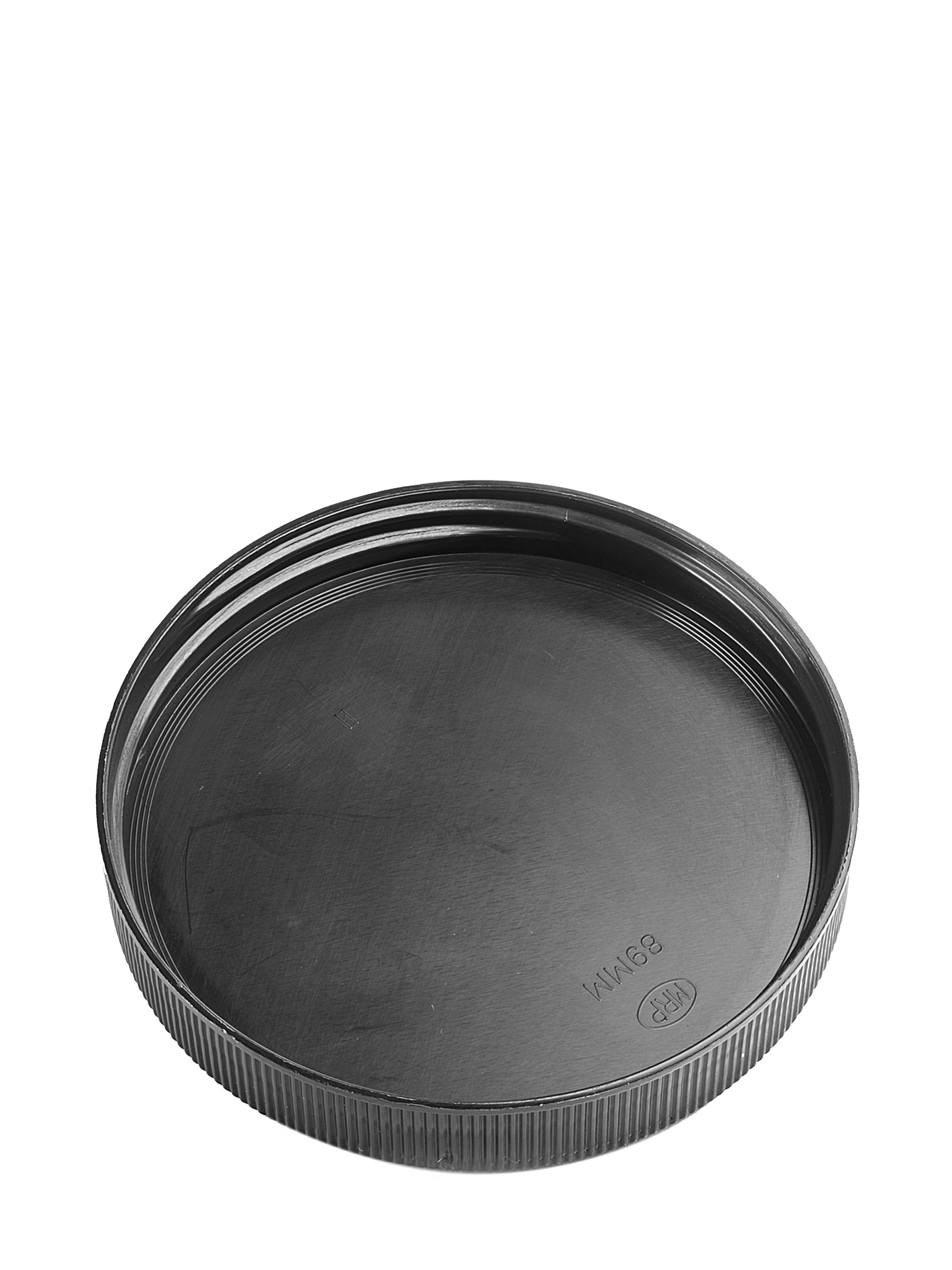 Black PP Plastic 89-400 Ribbed Skirt Unlined Lid – L601BK
