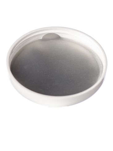 White PP plastic 70-400 dome lid with tri-tab universal heat induction seal (HIS) liner