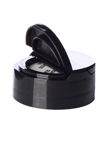 Black PP plastic 43-485 smooth skirt sifter lid with heat induction seal (HIS) liner (.230 inch orifice)