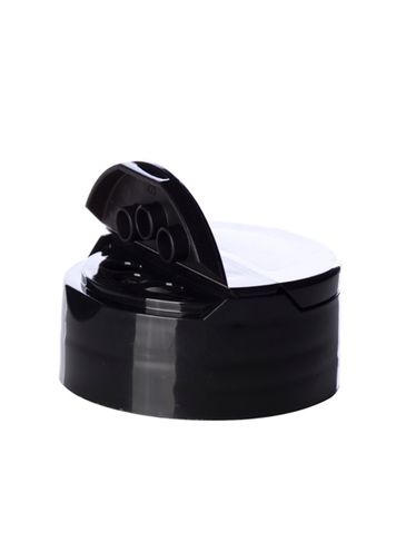 Black PP plastic 43-485 smooth skirt sifter lid with heat induction seal (HIS) liner